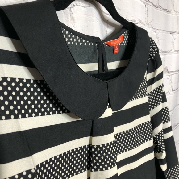 NWOT Modcloth Peter Pan Collar black and white Patterned Blouse size small - Picture 5 of 13